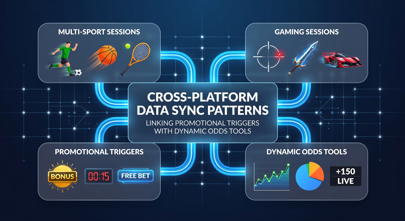 Illustration von synchronisierten Datenflüssen zwischen Sportwetten-Plattformen und Gaming-Apps mit Promotional Triggers und Quoten-Tools