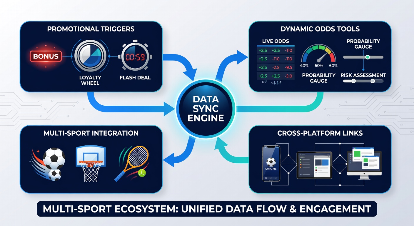 Darstellung von Daten-Sync zwischen mobilen Apps und Web-Plattformen mit Fokus auf Werbetrigger und Quoten in Gaming-Sessions