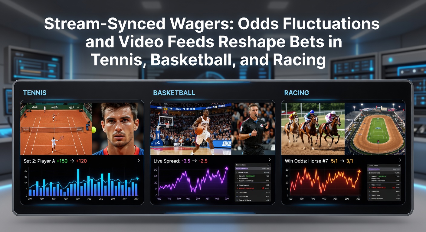 Basketball-Spiel mit Live-Quoten-Overlay, das zeigt, wie Video-Feeds Wetten in Echtzeit beeinflussen